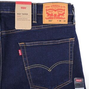 NEW Levi's 502 Taper Stretch Jeans Dark Indigo Blue Mens 38x32